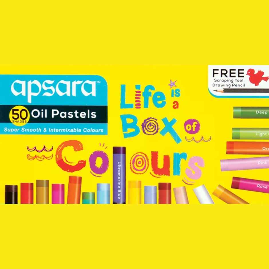 Apsara Oil Pastels 50 Shades - Plastic Box | Smooth Coloring