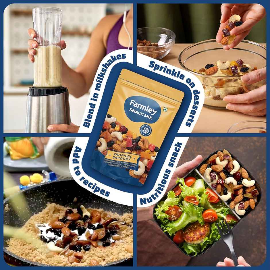 Farmley Snack Mix Dry Fruits | Cranberries | Blueberries | Mango | Almonds | Cashews & More
