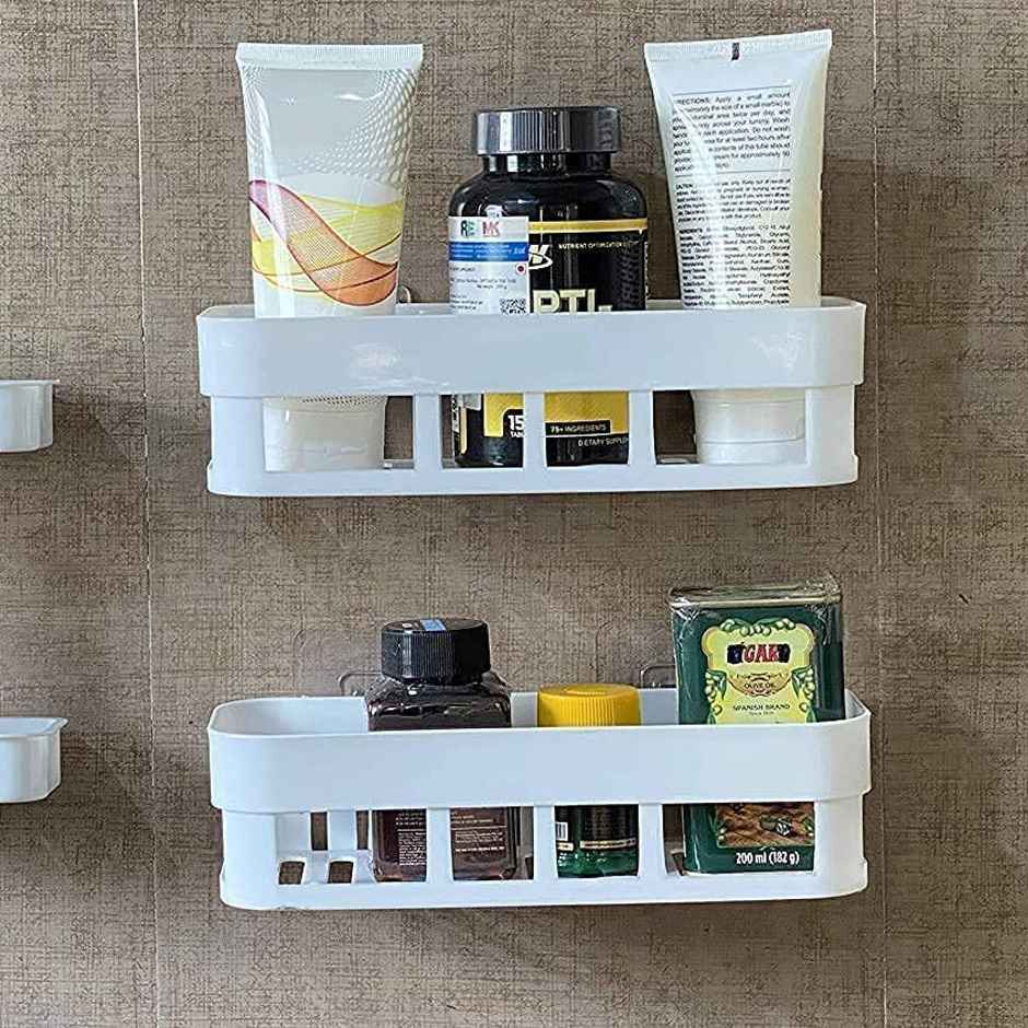 Perpetual Bathroom Organizer Shelf | Self-Adhesive Rack for Wall | Pack of 3