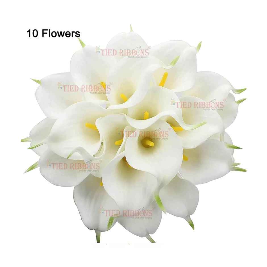 Tied Ribbons 10 Pcs Artificial Calla Lily Flowers Bunch