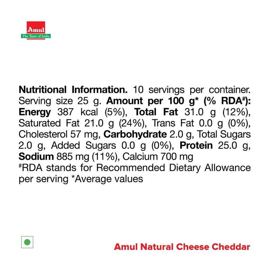 Amul Natural Cheese Cheddar Block