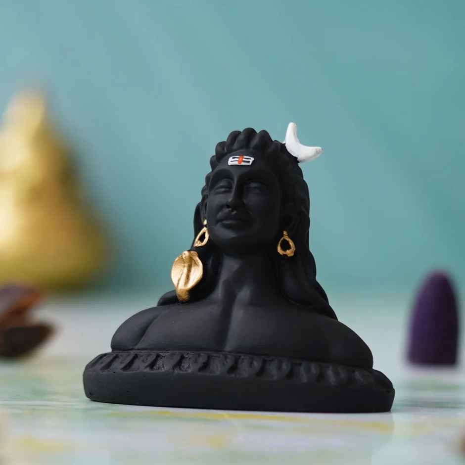 Handcrafted Polyresin Black Adiyogi Lord Shiva Statue | Ecraftindia