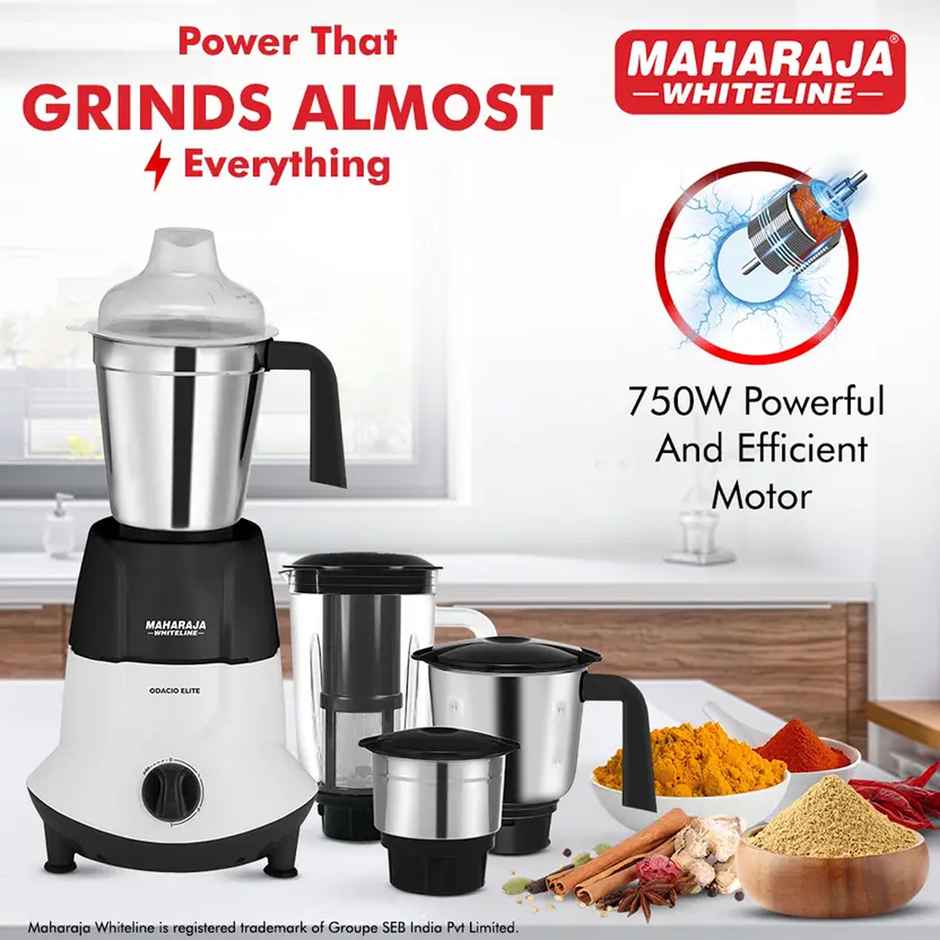 Maharaja Whiteline Odacio Elite Mx - 278 750 W Mixer Grinder (4 Jars - White - Black)