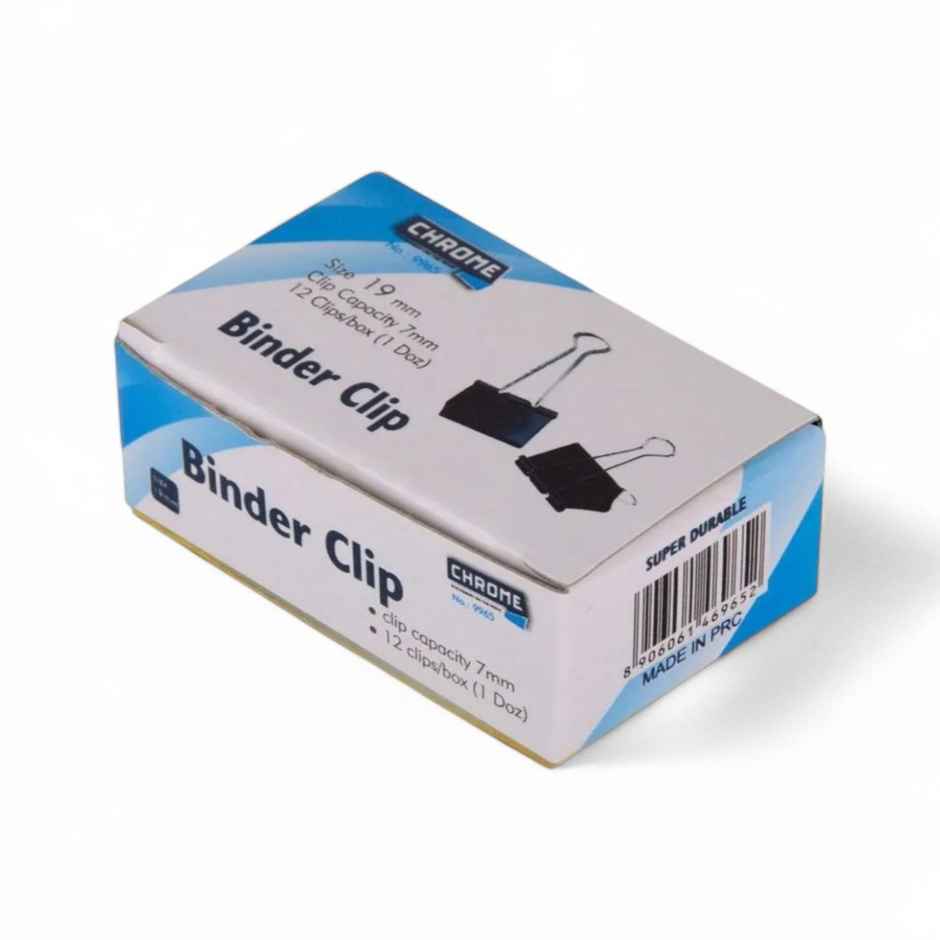 Chrome Black Binder Clip - 19Mm