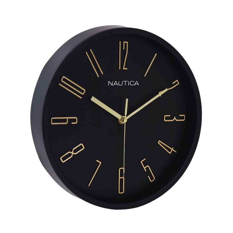 Nautica Modern Wall Clock For Stylish Home -Quartz Silent Sweep Technology 1Pc Size (Abs) MattBlack