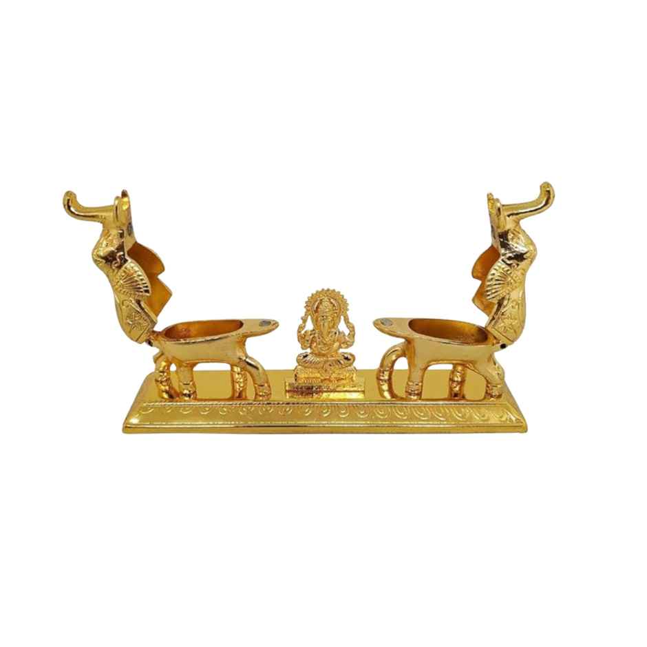 Kumkum/ Sindoor Box Double Gaj Ganesh in Gold Polish | Devnidhi