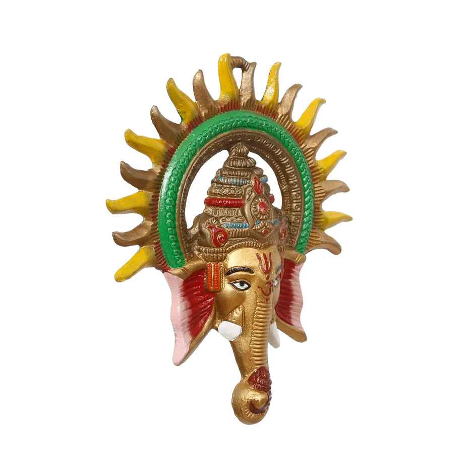 Colorful Lord Ganesha with Sun Decorative Metal Wall Hanging | Ecraftindia