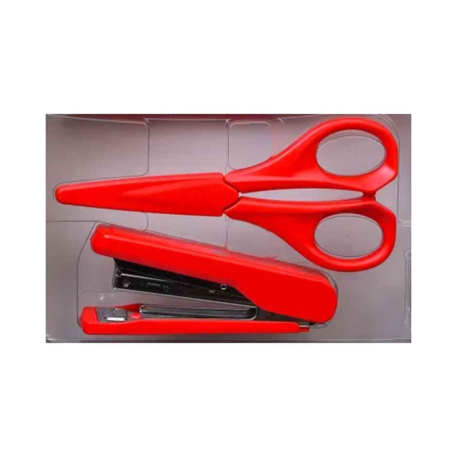 Kangaro Stationery Set Of Handy Stapler, Paper Punch, Scissors, Tape Dispenser & Staples Pin