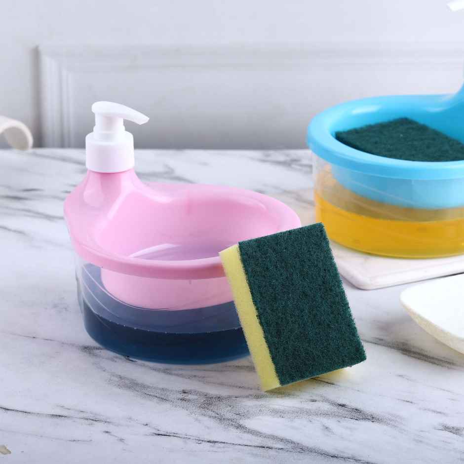 YouBee Double Layer Soap Dispenser for Bathroom | Liquid Dispenser Pump with Sponge | Multi-Colour
