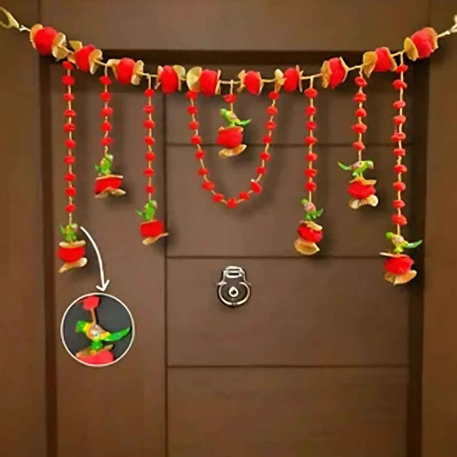 Pom Pom Parrot Toran | Multicolor | Samsidhi