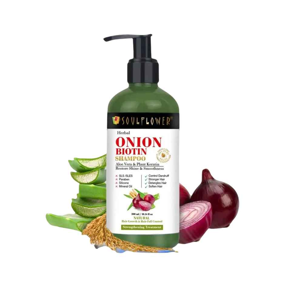Soulflower Onion Biotin Shampoo with Aloevera & Plant Keratin 