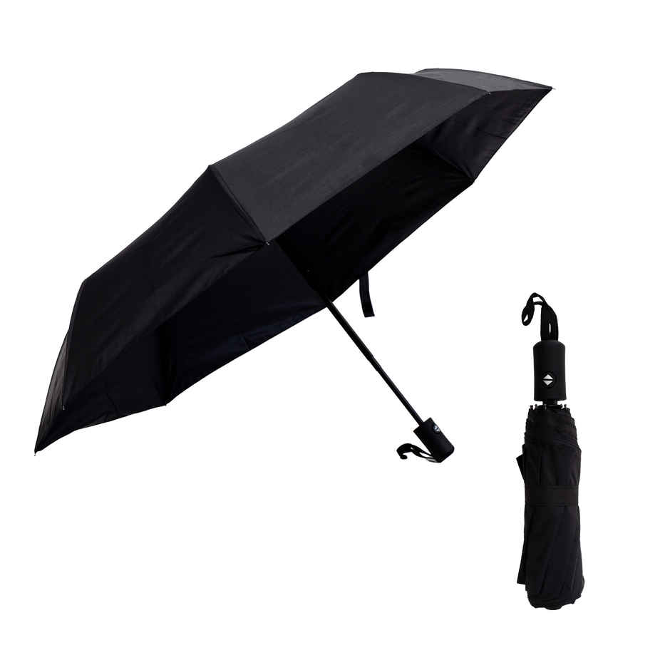 Fendo 3 Fold 22 inch Auto Open Close Black with Silver Coating Umbrella