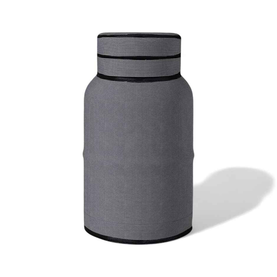 Kuber Industries Mini Check PVC LPG Cylinder Cover for Kitchen | Grey