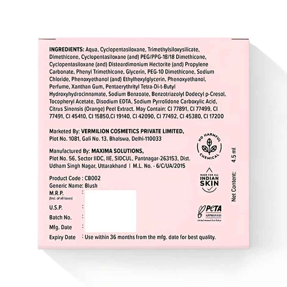 Mila Beaute Pookie Serum Blush | Soft Matte | Highly Pigmented | No Dryness | Love Bug