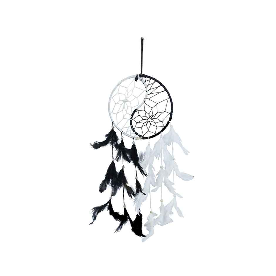 Urbanfix Ying & Yang Dream Catcher | Boho Wall Hanging | Bedroom & Living Room | Black/White