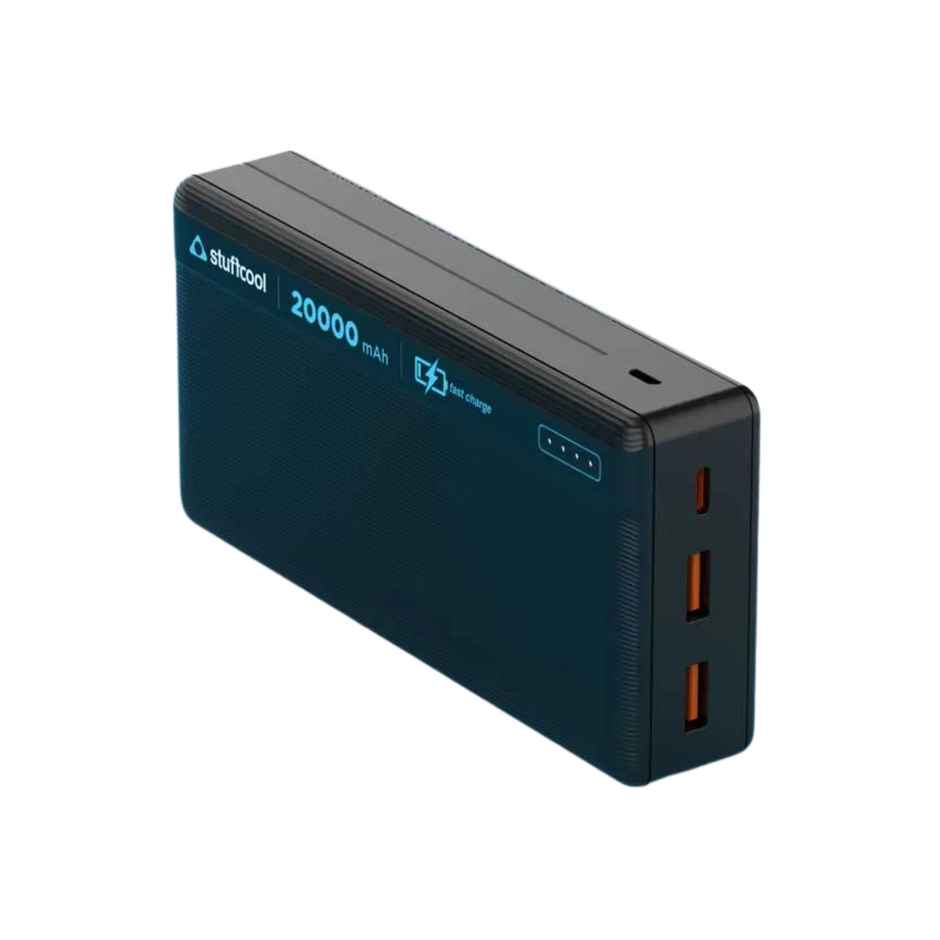 Stuffcool Major Plus 20000 mAh 20W Type C PD Powerbank,Fast Charging,50% in 30 mins,22.5W Type A Port