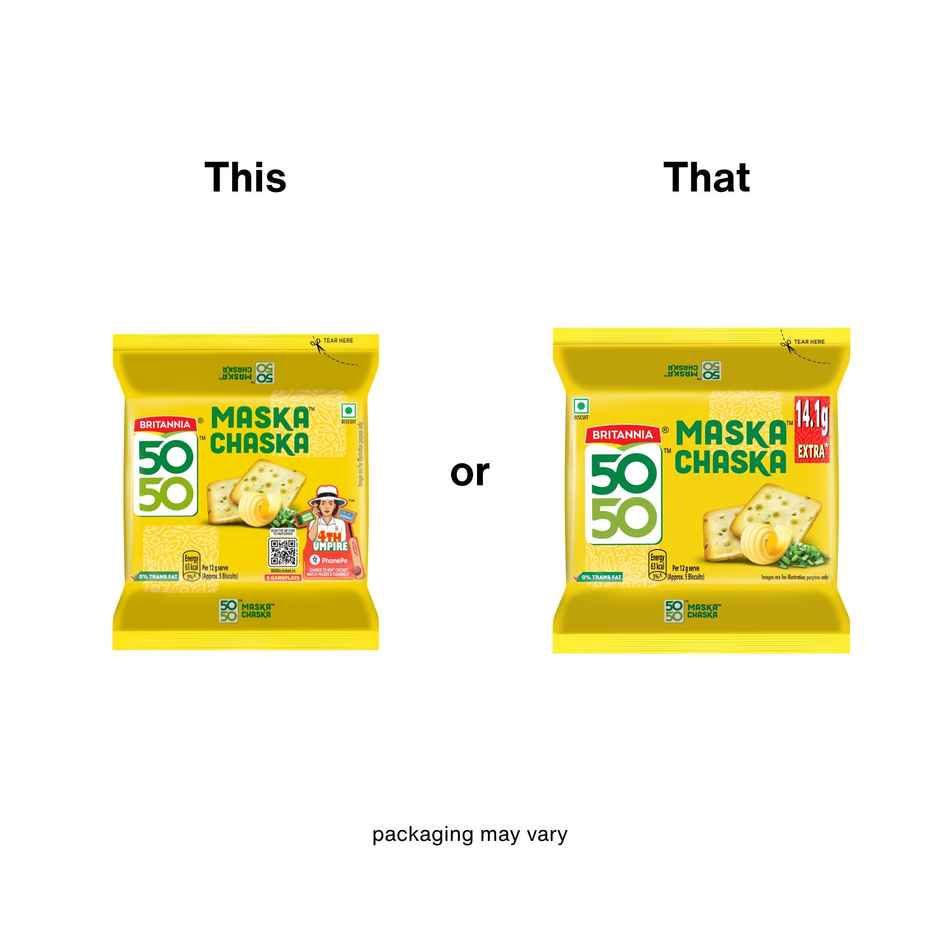 Britannia 50-50 Maska Chaska Biscuits Butter Flavoured Crackers | Combo