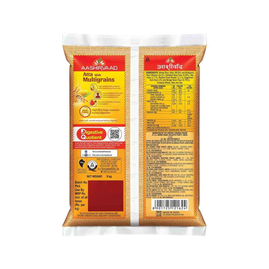 Aashirvaad Atta With Mutigrains(5kg), Freedom Refined Sunflower Oil(1l) & Parrys White Label Sugar(1kg) Combo