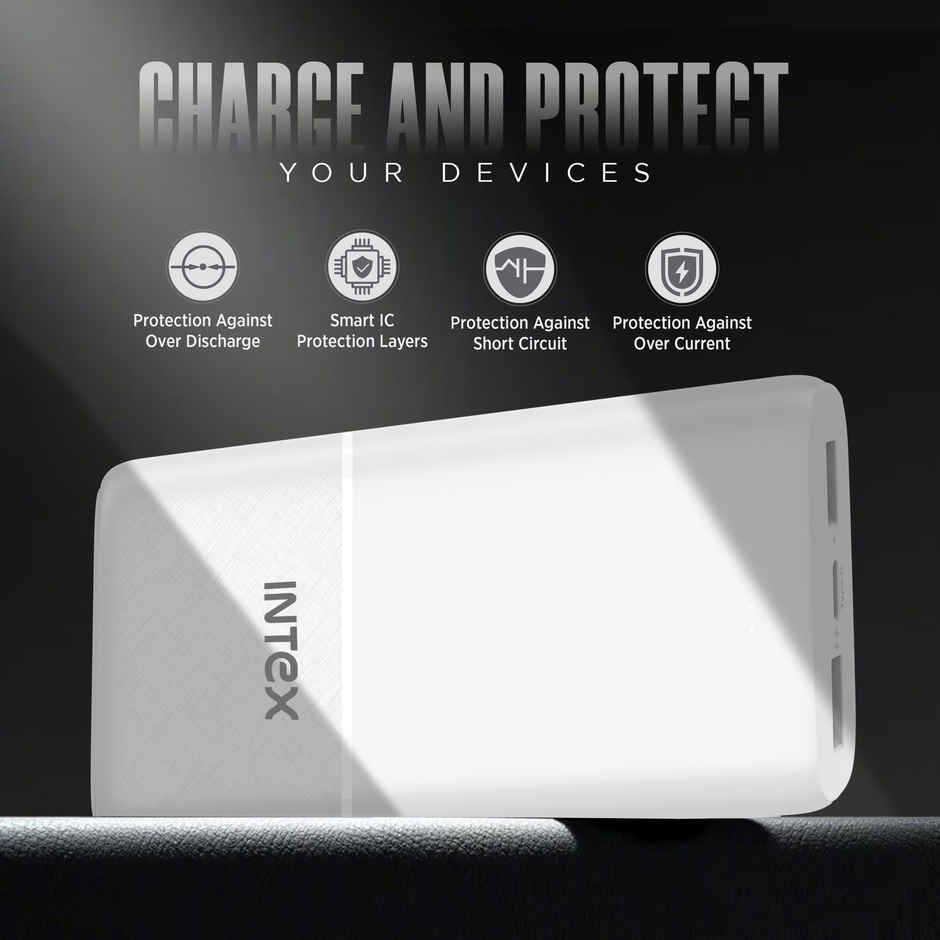 Intex 20000 mAh 12 W Power Bank (Creamy White, Lithium Polymer, Fast Charging for Mobile)