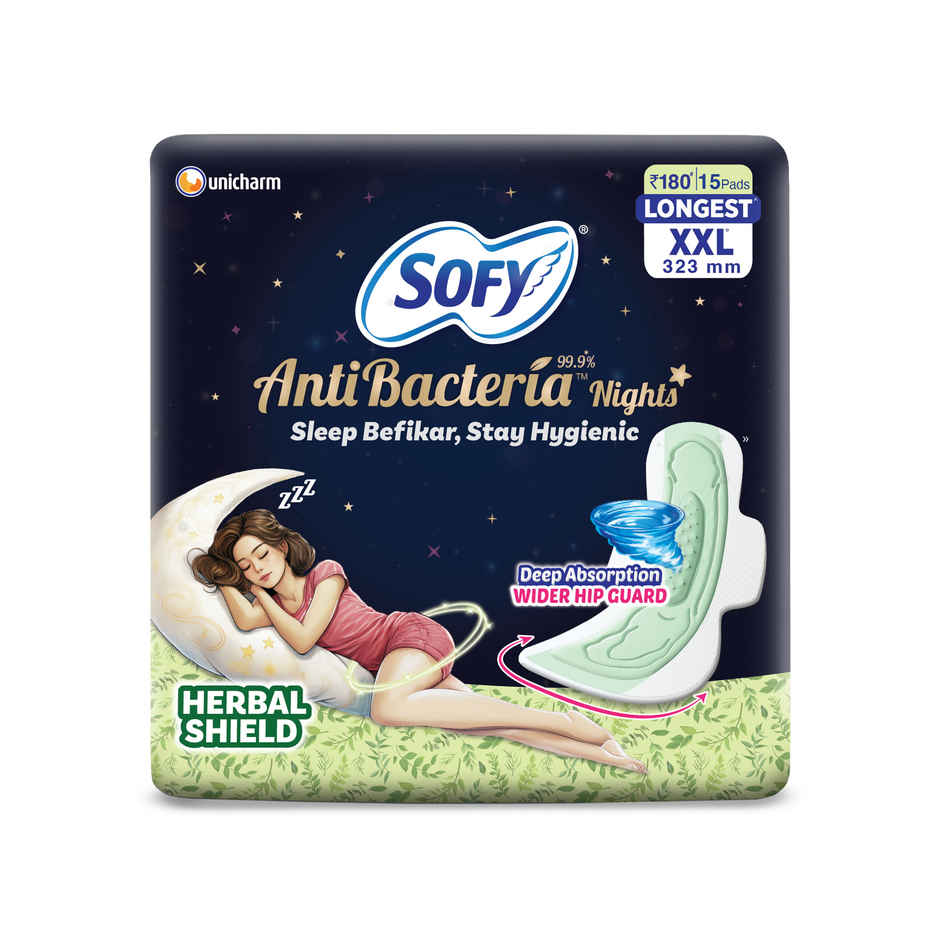 Sofy Women AntiBacteria Nights Longest XXL - 323mm | 15 pads | Sanitary Pads