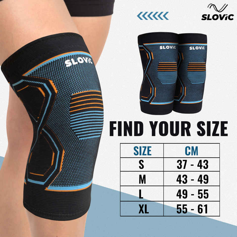 Slovic Knee Brace - Nylon + Latex Silk, Black Compression Sleeve for Pain Relief & Support