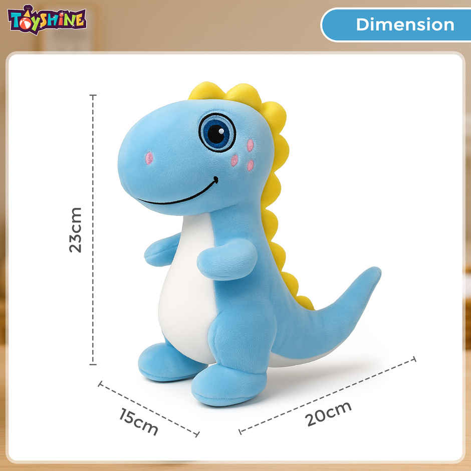 Spanker Dino Soft Toy Cute Plush Dinosaur for Kids | Blue - 23 cm