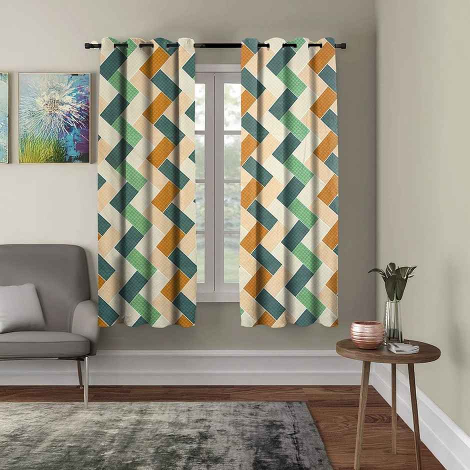 BAY6 Polyester Window Curtains | Set of 2 | 5x4 ft | Multicolor