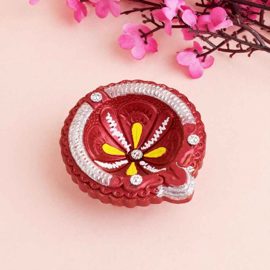 Designer Multicolor Clay Diya | 6+1 | Designer Diya | Satvik