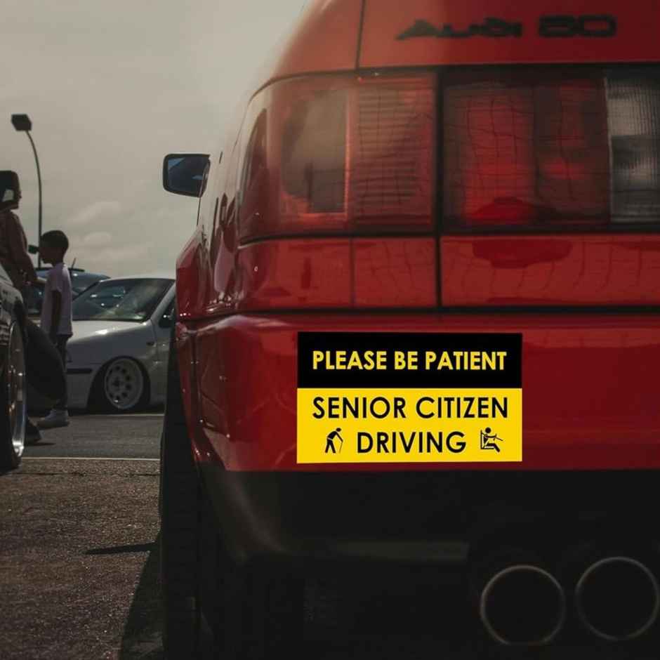 TiyuTrendzz Please Be Patient Senior Citizen Driving Self Adhesive Sticker for Vehicles 3.5x6 in