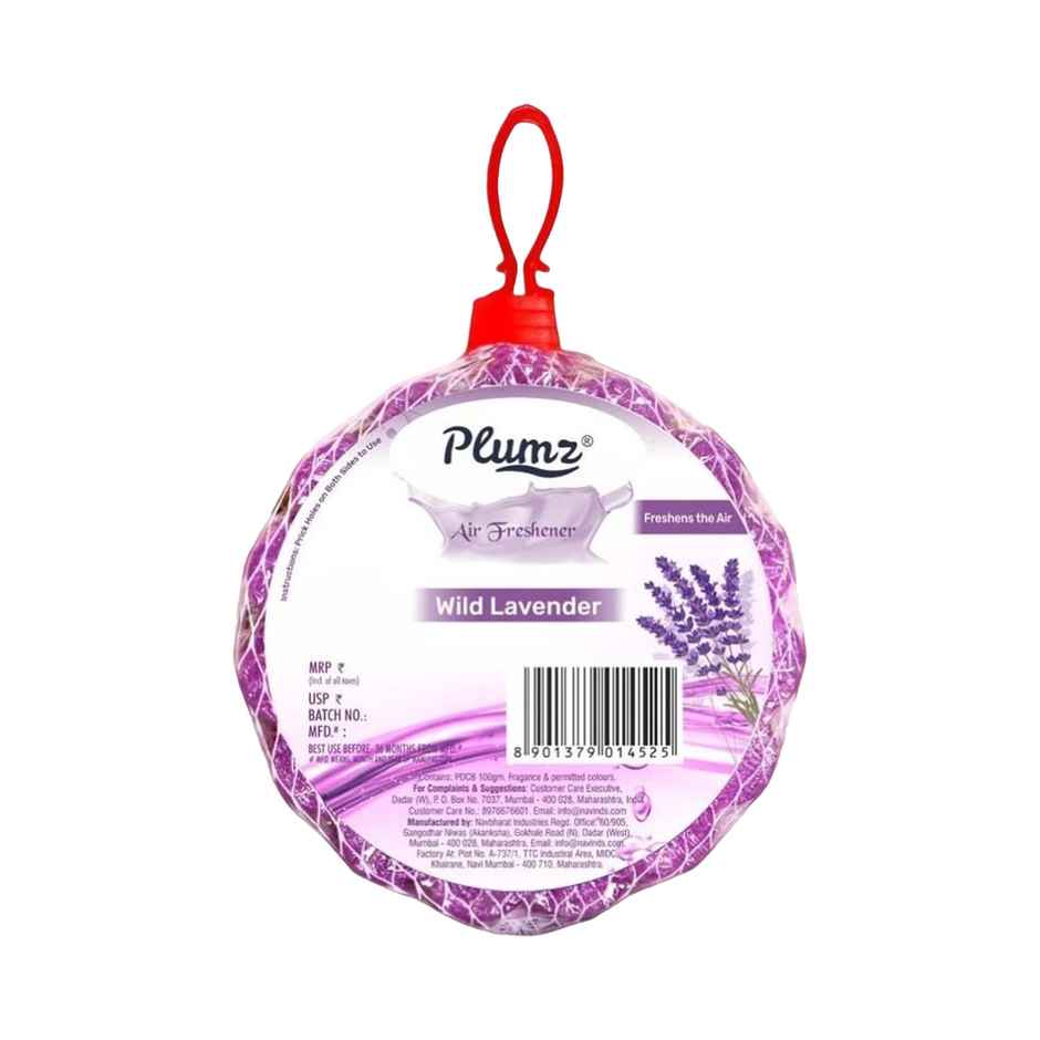 Plumz Bathroom Air Freshener Blocks Wild Lavender 75 gms & Premium Round Air Freshener Lavender 100 gms Combo