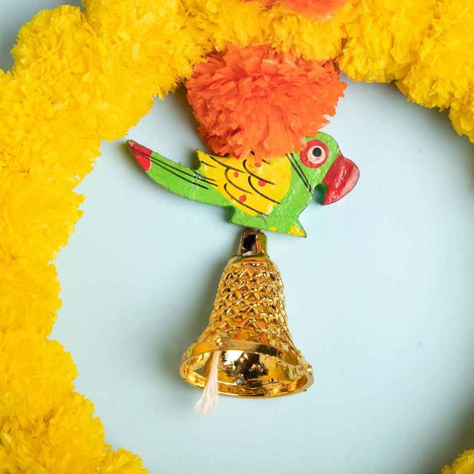 Kesar Ring Orange Yellow Wall hanging | Traditional Artificial Marigold Flower | DesignGullak