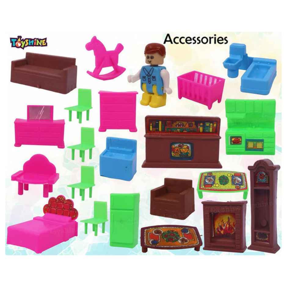Toyshine DIY Doll House Set with 108 Pieces (Multicolor)
