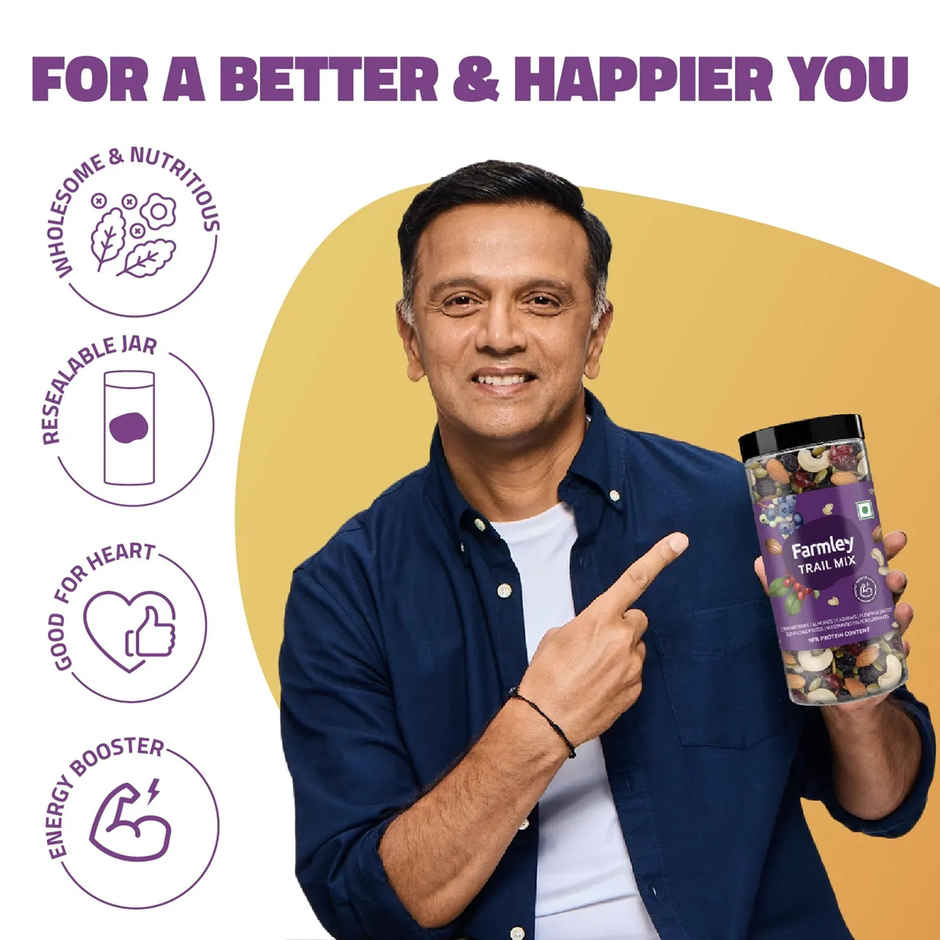 Farmley Trail Mix Dry Fruit- Almonds, Cashews, Cranberries, Blueberries, Blackcurrant & More