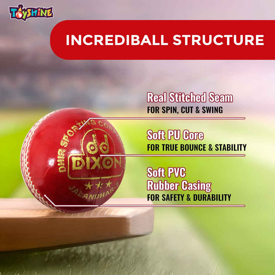 Toyshine A-Grade Leather Cricket Ball, Hand-Stitched 156g Test Match Special for MCC Regulation