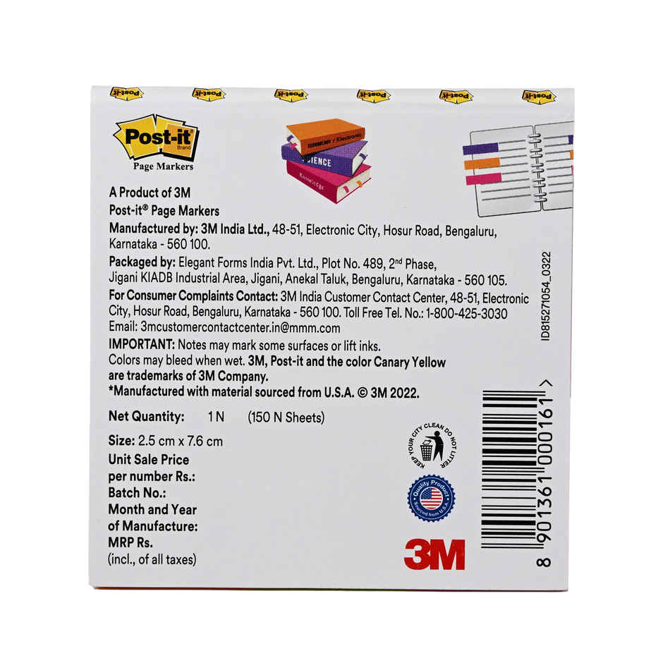 Post-it Sticky Notes - 25 mm X 76 mm | Multicolour | Paper | Rectangular | 150 Sheets