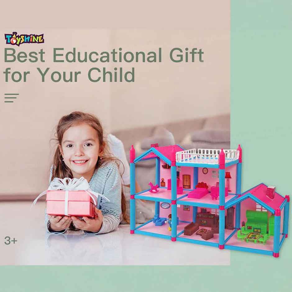 Toyshine DIY Doll House Set with 108 Pieces (Multicolor)