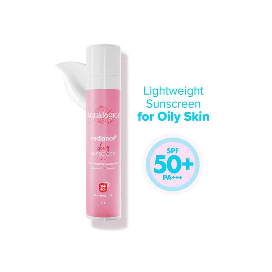 Aqualogica Radiance+ Dewy Lightweight Sunscreen Gel SPF 50+ PA+++ for Oily & Acne-Prone Skin