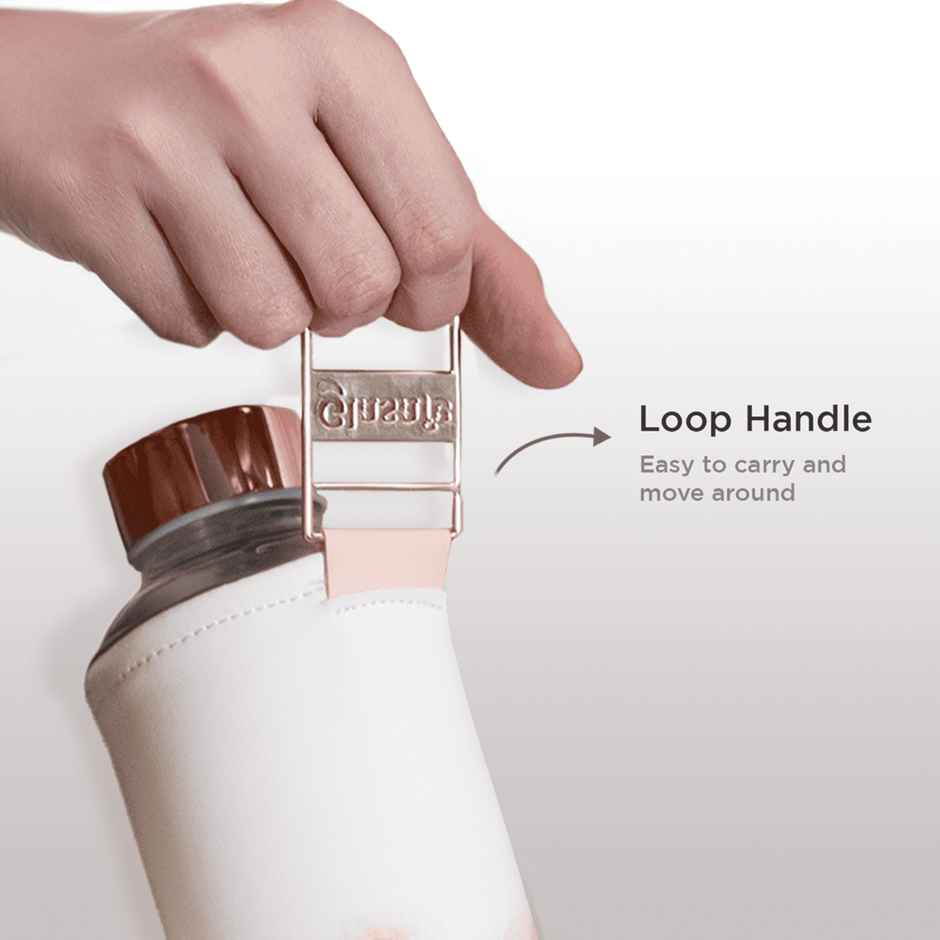 Glasafe Vego Sip Borosilicate Glass Bottle With Protective Vegan Sleeve | Coral Peach 750 ml