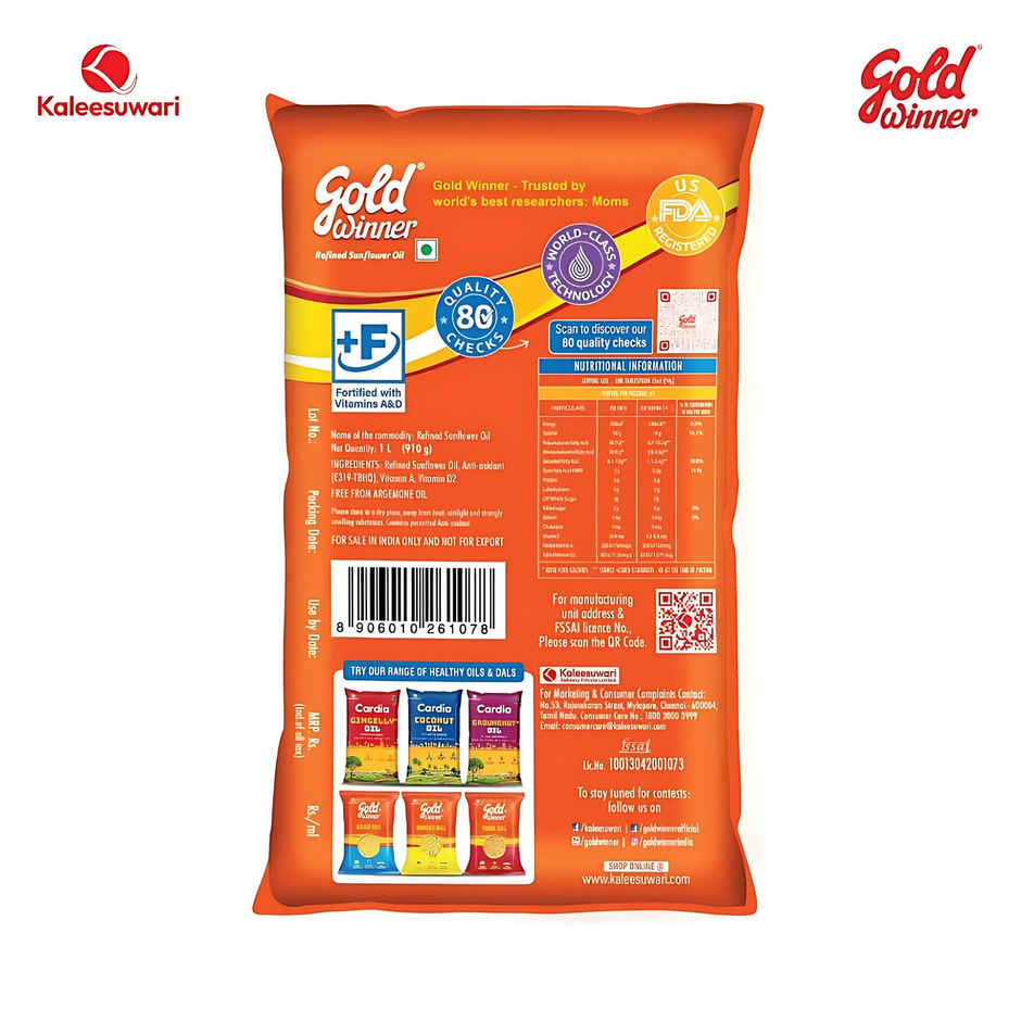 Gold Winner Refined Sunflower Oil - Pouch Combo
