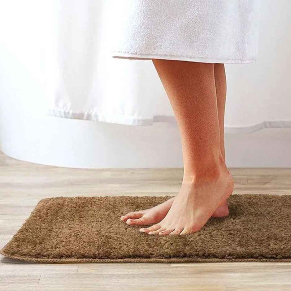 Bianca Soft Cotton Anti Slip Bath Mat | 41 x 61 cm | Benz Solid | Mouse