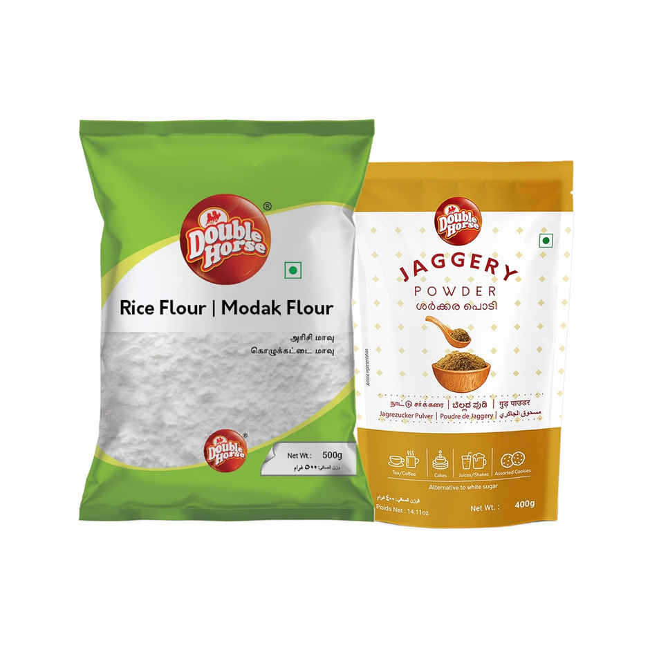 Double Horse Modak Flour Combo | Rice Flour & Jaggery Powder