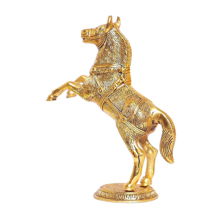 Devnidhii Jumping Horse Big in Gold Polish Vastu Feng Shui