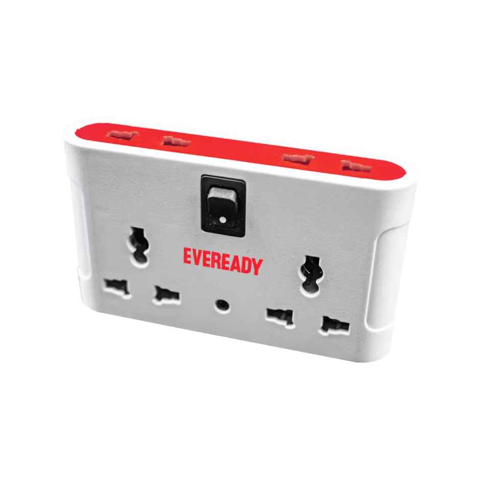 Eveready EverProtect Multiplug i4 With LED Indicator, Fire Retardant Body, 240V, 6A Max, (For Mobile Charging & 2 pin)  - 1 Pcs