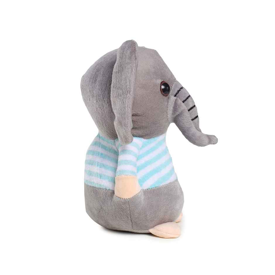 Webby Soft Animal Plush Elephant Toy 20cm, Blue & Grey