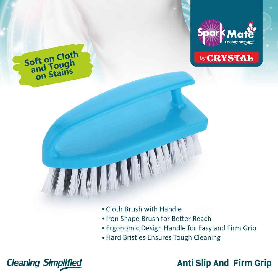 Sparkmate By Crystal Iron Shape Cloth Cleaning Brush With Easy Grip Handle | Assorted