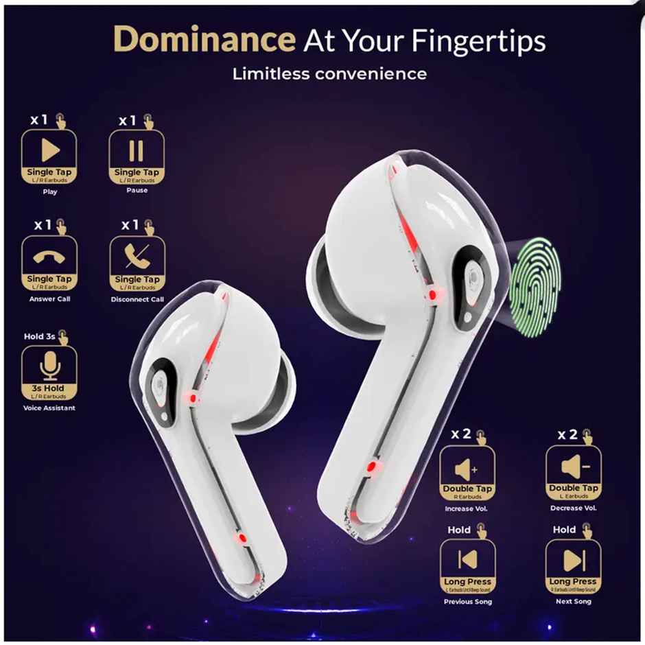 Aroma NB121 Almaty - 40 Hours Playback | TWS | Fast Charging with Digital Display | White