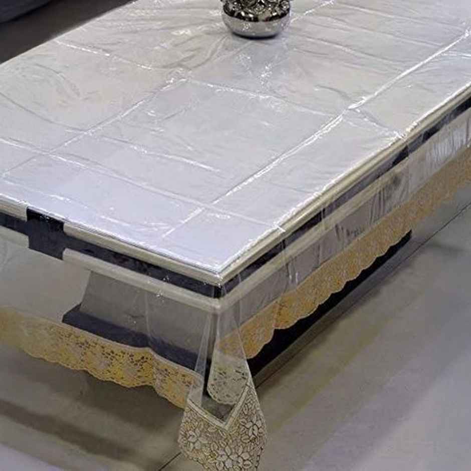 Kuber Industries PVC Waterproof Table Cover 40x60 Inch | Dining, Party, Events | Gold Lace