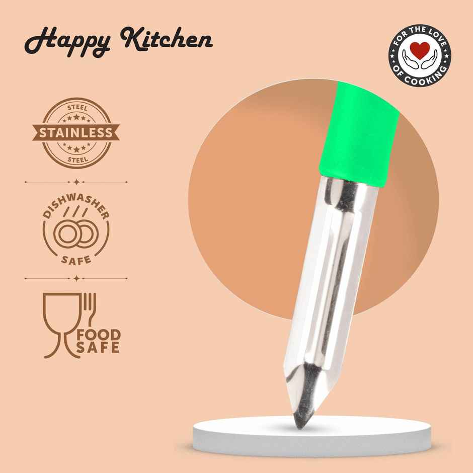 Happy Kitchen Stainless Steel Sharp Peeler | Poly Grip | Double Sided Blade | Durasharp - Assorted