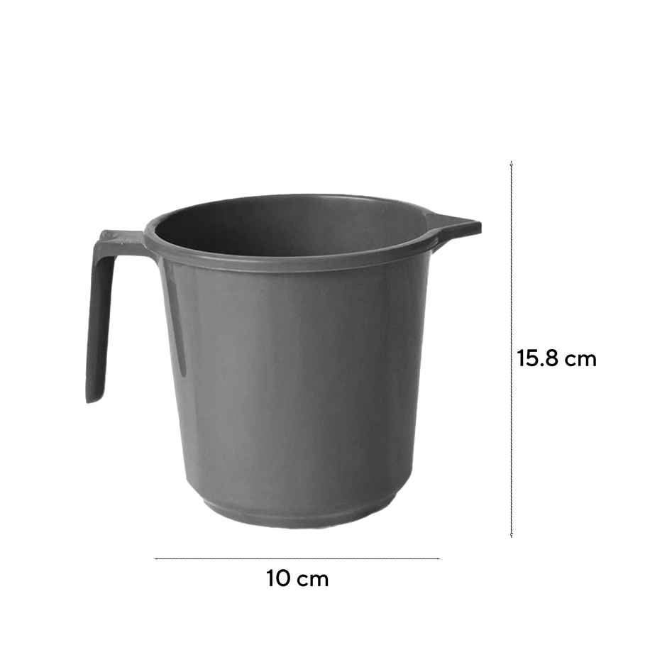 Kuber Industries Plastic Lightweight | Unbreakable Bathroom Mug 1.5 litre (Grey | Pack of 2)