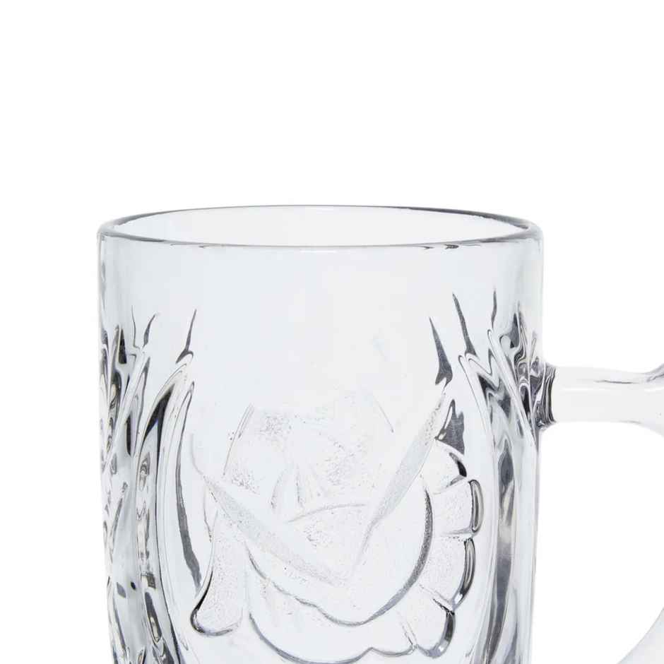 Roxx Ariba Mug Set | 410 ml | Textured Glass | Durable | Hot & Cold Drinks | Transparent